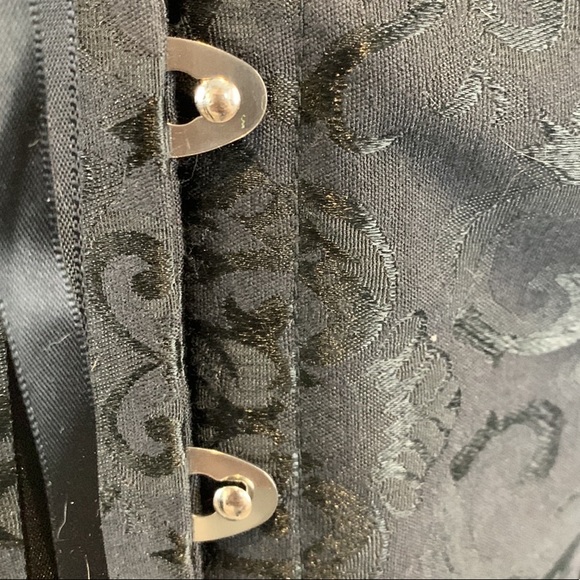 Victorian Ruffled Satin Ribbons Burlesque Steampunk Steel Boned Corset Women's - Picture 4 of 9